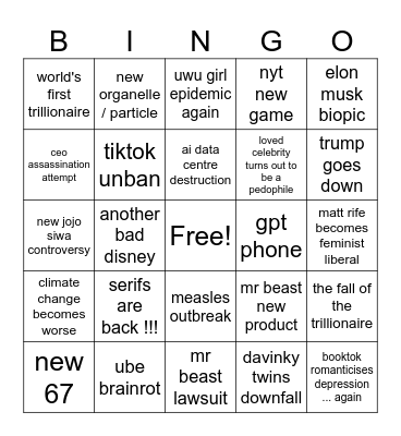 2026 Bingo Card