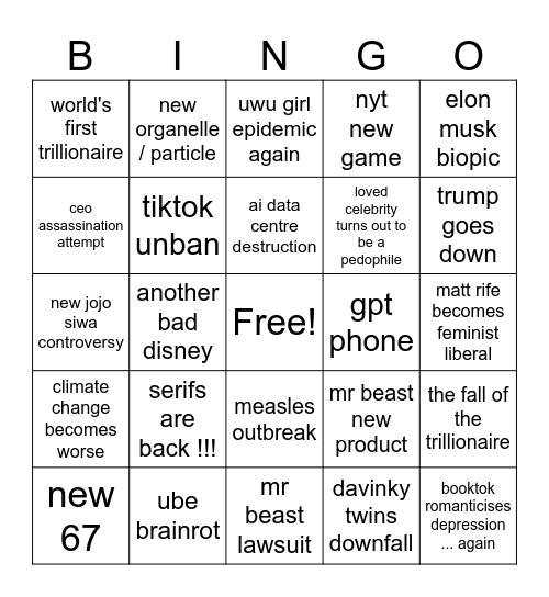 2026 Bingo Card