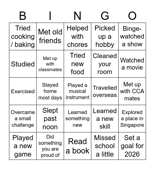 Welcome back to School Bingo Card