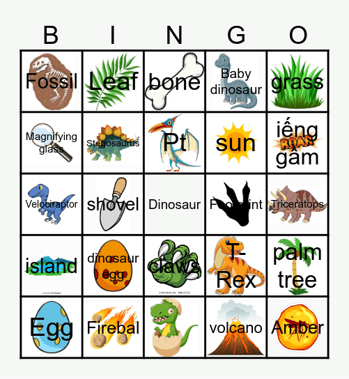 Dinosaur Bingo Card