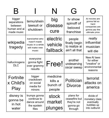 2026 Bingo Card