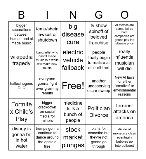 2026 Bingo Card