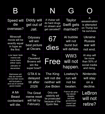 2026 Bingo Card