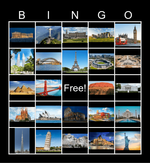 Famous Landmarks Bingo Card