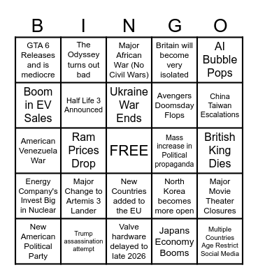 2026 Bingo Card