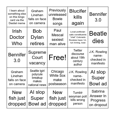 2026 Bingo Card