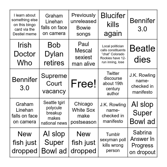 2026 Bingo Card
