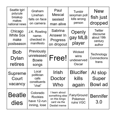 2026 Bingo Card