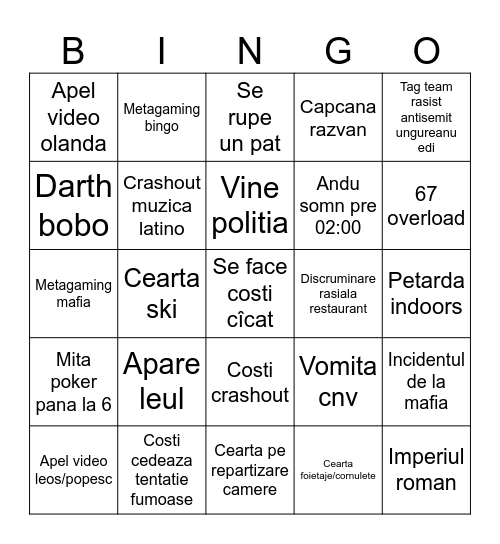 Revelion 2026 Bingo Card