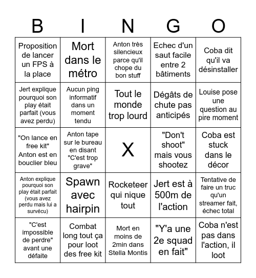 Arc Bingo Card