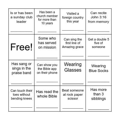 Human Bingo Card