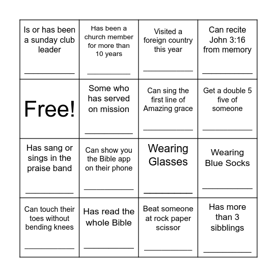 Human Bingo Card