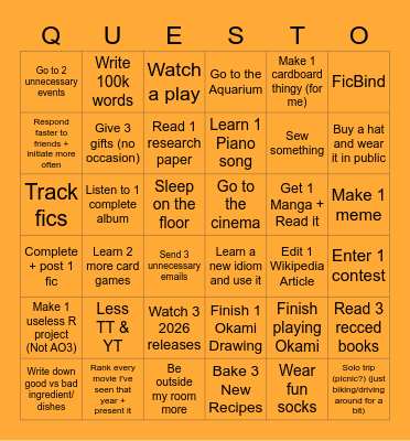 Quest Bingo Card