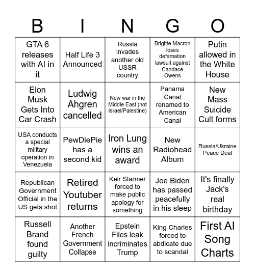 2026 Bingo Card