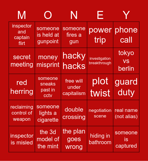 money heist korea 💰 Bingo Card