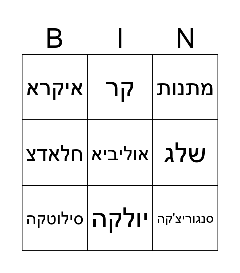 נוביגוד Bingo Card