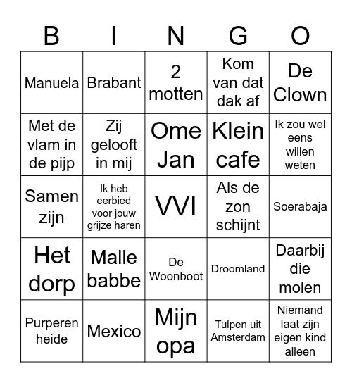VVI Rijsbergen Bingo Card