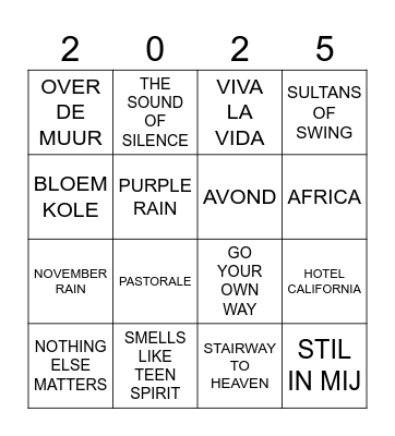 TOP 2000 SWINGO Bingo Card