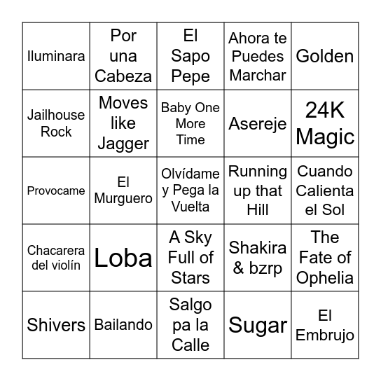 BINGO MUSICAL Bingo Card