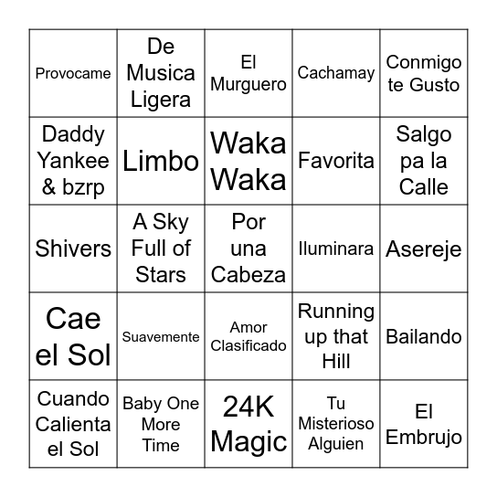 BINGO MUSICAL Bingo Card