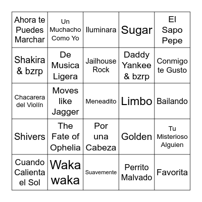 BINGO MUSICAL Bingo Card