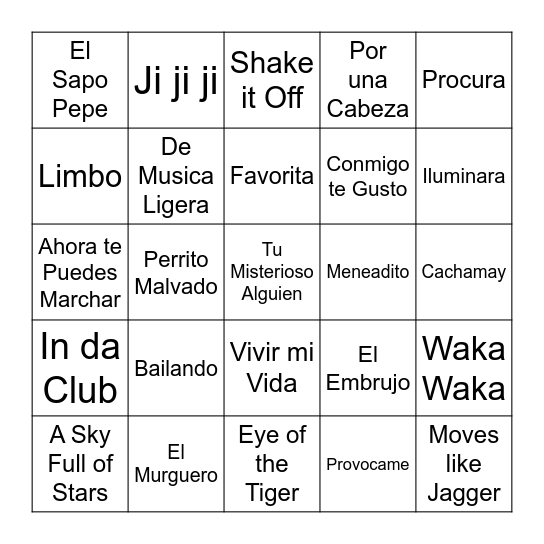 BINGO MUSICAL Bingo Card