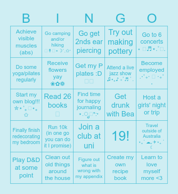 Luka's bingo card~ ⋆⭒˚.⋆˙˖✧ Bingo Card