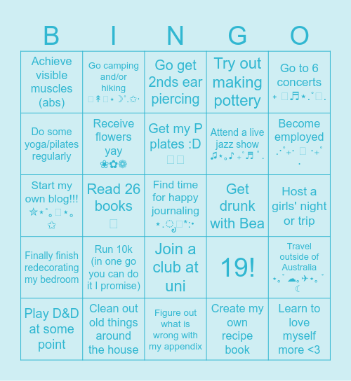 Luka's bingo card~ ⋆⭒˚.⋆˙˖✧ Bingo Card