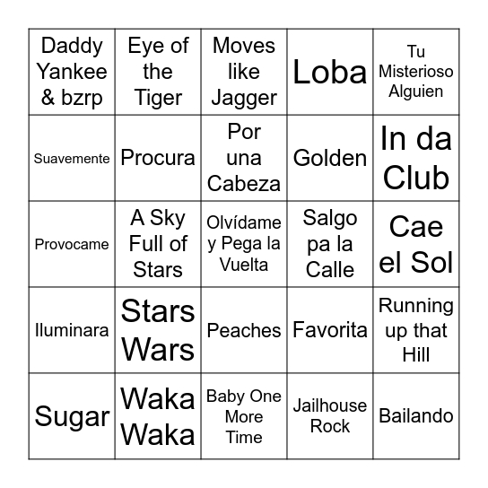 BINGO MUSICAL Bingo Card