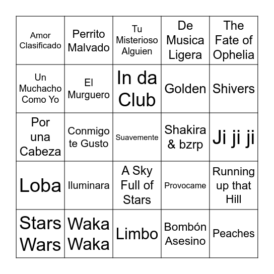 BINGO MUSICAL Bingo Card
