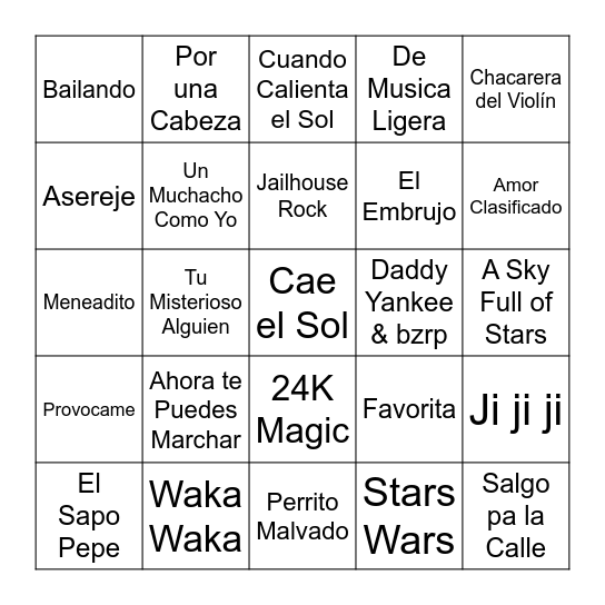 BINGO MUSICAL Bingo Card