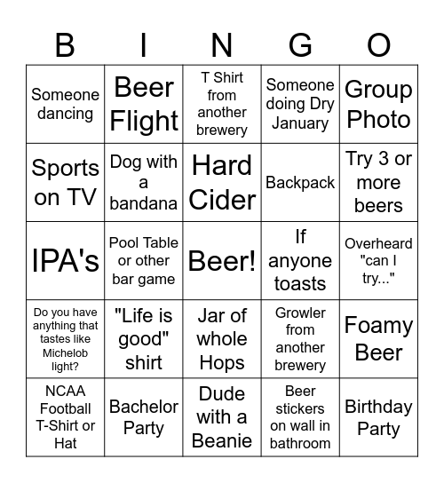 Victory Brewing! Bingo Card