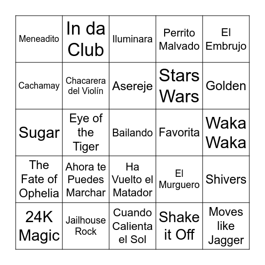 BINGO MUSICAL Bingo Card