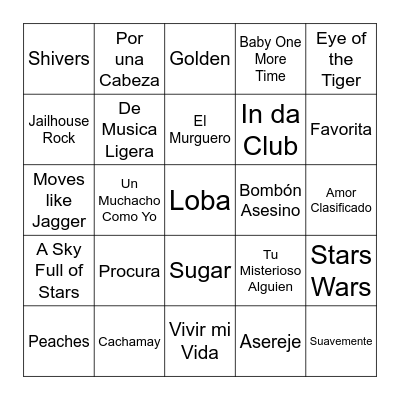 BINGO MUSICAL Bingo Card
