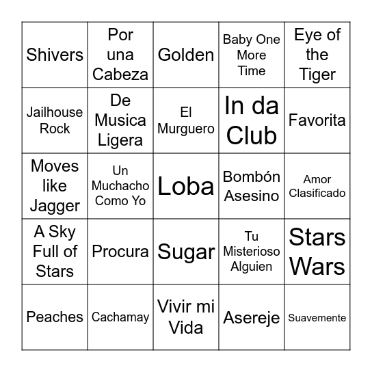 BINGO MUSICAL Bingo Card