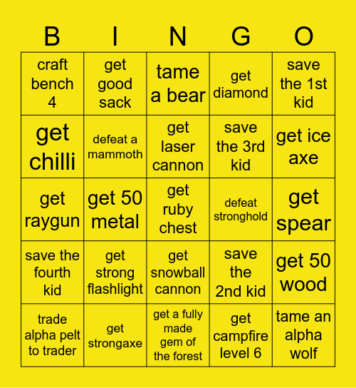 99 nights bingo Card