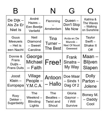 Oudjaarsavond met de Spijkers uit Terneuzen Bingo Card