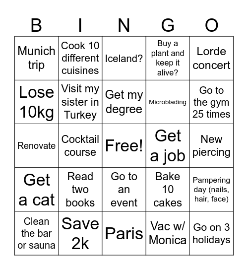 2026 Bingo Card