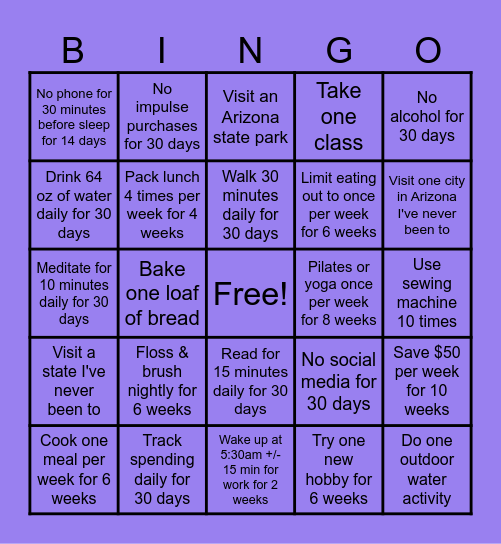 2026 Bingo Card