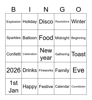 Happy new year Bingo Card