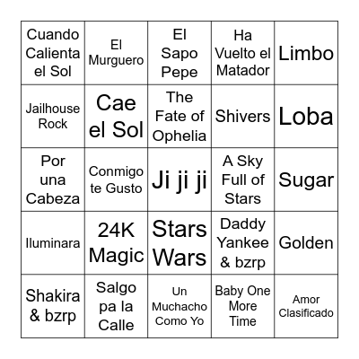 BINGO MUSICAL Bingo Card