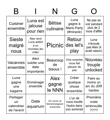 Bingo du love 2026 Bingo Card