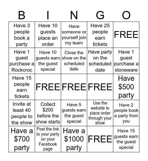 The Pampered Chef BINGO Card