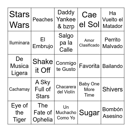 BINGO MUSICAL Bingo Card