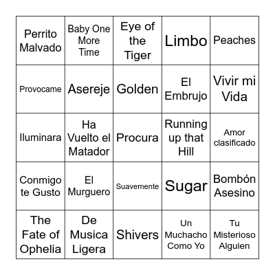 BINGO MUSICAL Bingo Card