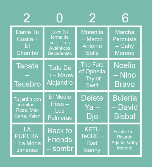 BINGO MUSICAL Bingo Card