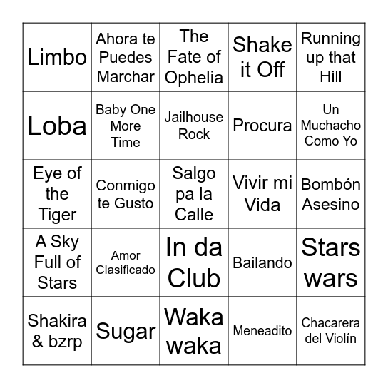 BINGO MUSICAL Bingo Card