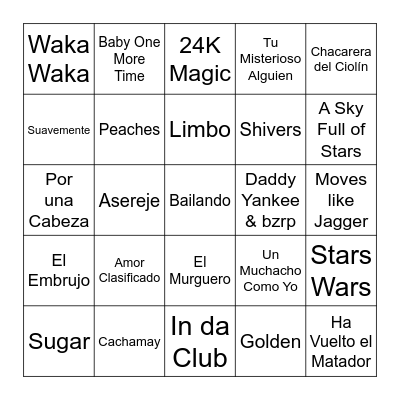 BINGO MUSICAL Bingo Card