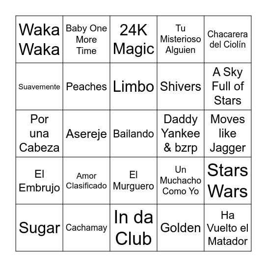 BINGO MUSICAL Bingo Card