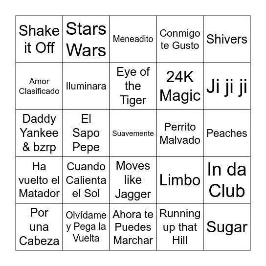 BINGO MUSICAL Bingo Card